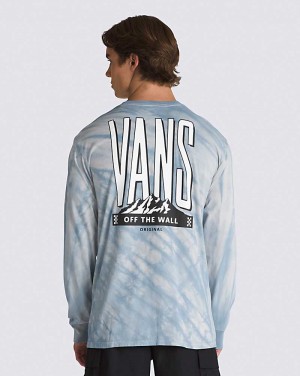 Men's Vans Peaked Tie Dye Long Sleeve T-Shirt Blue | USA BGE-803597