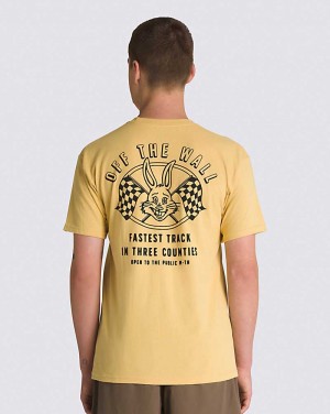 Men's Vans Rabbit Racer T-Shirt Yellow | USA MHI-079254