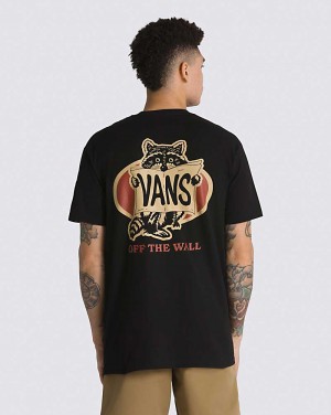 Men's Vans Racoon Sign T-Shirt Black | USA XWT-159264