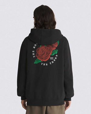 Men's Vans Rose Rosette Full Zip Hoodie Black | USA XFV-956182