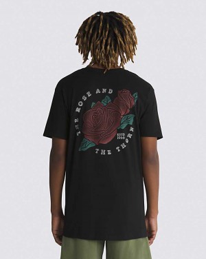 Men's Vans Rosethorn T-Shirt Black | USA LWU-925043