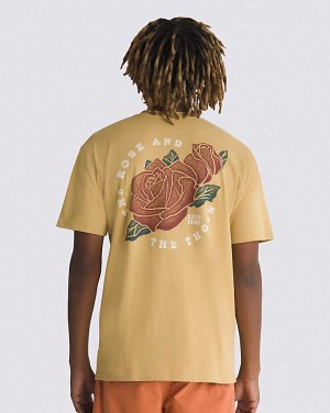 Men's Vans Rosethorn T-Shirt Yellow | USA JYO-806254