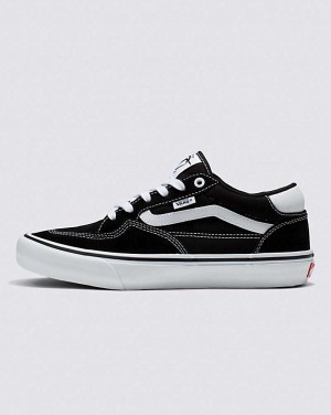 Men's Vans Rowan Skate Shoes Black White | USA CJD-426503