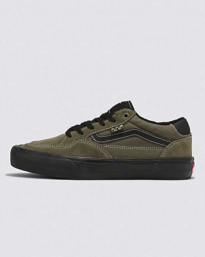 Men's Vans Rowan Skate Shoes Olive Black | USA WFV-016793