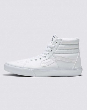 Men's Vans Sk8-Hi Canvas Shoes White | USA TZP-926458