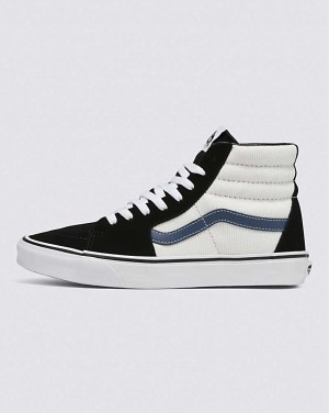 Men's Vans Sk8-Hi Mini Cord Shoes Black White | USA ECL-732801