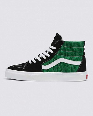 Men's Vans Sk8-Hi Shoes Black Green | USA SDF-207314