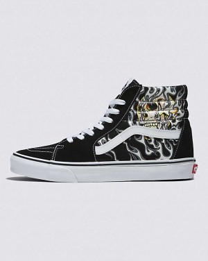 Men's Vans Sk8-Hi Shoes Black White | USA TAB-875029