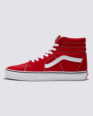 Men's Vans Sk8-Hi Shoes Red White | USA LWS-216380