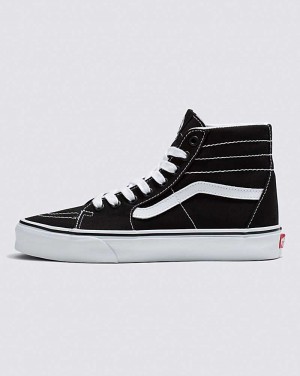 Men's Vans Sk8-Hi Tapered Canvas Shoes Black White | USA ODH-375408