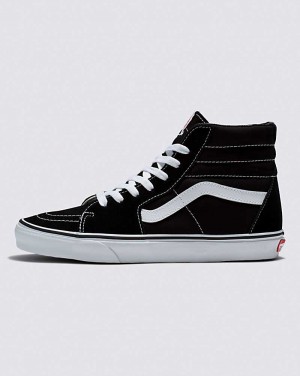 Men's Vans Sk8-Hi Wide Shoes Black White | USA OUK-534810