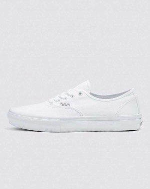 Men's Vans Skate Authentic Skate Shoes White | USA GAQ-658379