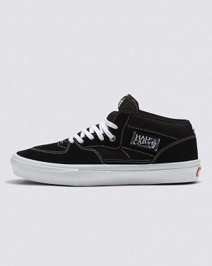 Men's Vans Skate Half Cab Skate Shoes Black White | USA OLW-657019