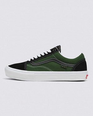 Men's Vans Skate Old Skool Safari Skate Shoes Black Green | USA KIO-387910