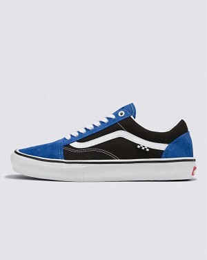 Men's Vans Skate Old Skool Skate Shoes Blue Black White | USA ANR-613847