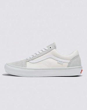 Men's Vans Skate Old Skool Skate Shoes Light Grey White | USA VGI-145297