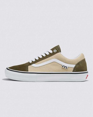 Men's Vans Skate Old Skool Skate Shoes Olive Beige | USA JZR-904286