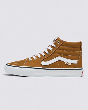 Men's Vans Skate Sk8-Hi Skate Shoes Brown | USA EJX-739214