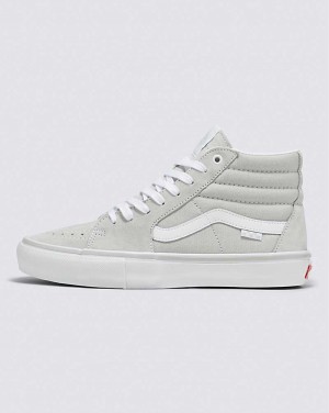 Men's Vans Skate Sk8-Hi Skate Shoes Light Grey White | USA IWH-351802