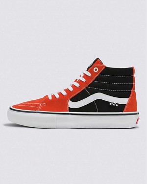 Men's Vans Skate Sk8-Hi Skate Shoes Red Black | USA AYO-786023