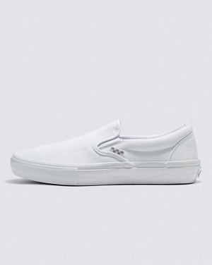 Men's Vans Skate Slip-On Skate Shoes White | USA JMQ-904356