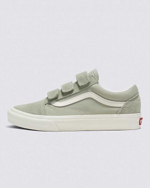 Men's Vans Suede Canvas Old Skool V Shoes Olive | USA ESM-468523