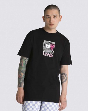 Men's Vans Throwback Peace Machine T-Shirt Black | USA AFU-295748