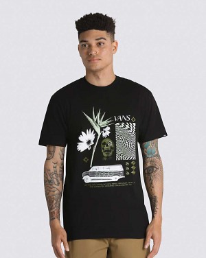 Men's Vans Warped Vacation T-Shirt Black | USA SEF-860295