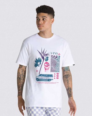 Men's Vans Warped Vacation T-Shirt White | USA CQG-430518