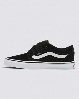 Women's Vans Chukka Low Sidestripe Skate Shoes Black White | USA BGT-304759