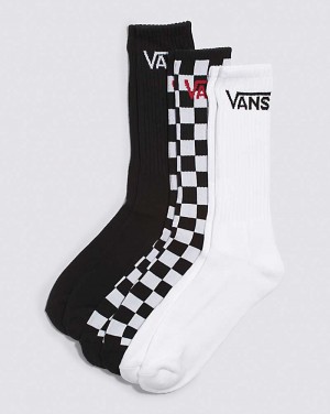 Women's Vans Classic Crew 3-Pack Sock Black | USA QST-579680