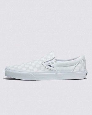 Women's Vans Classic Slip-On Checkerboard Shoes White | USA OBK-514937