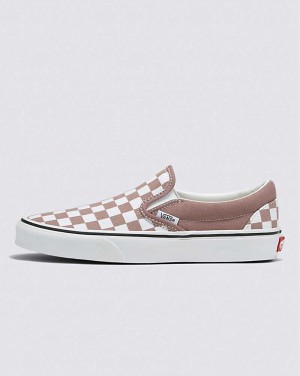 Women's Vans Classic Slip-On Checkerboard Shoes Rose | USA ACM-243578