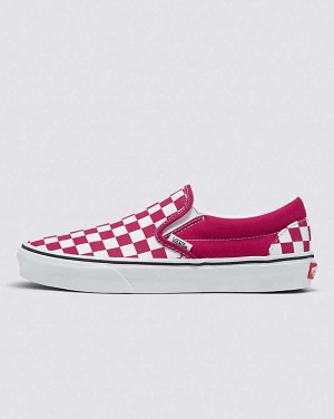 Women's Vans Classic Slip-On Checkerboard Shoes Red | USA HJW-605248