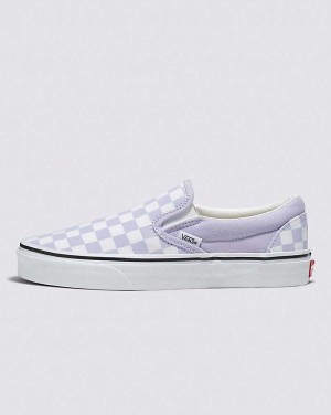 Women's Vans Classic Slip-On Checkerboard Shoes Purple | USA URF-021897