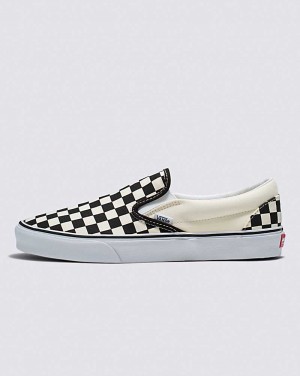 Women's Vans Classic Slip-On Checkerboard Shoes Black White | USA BIC-130267