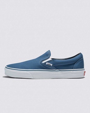 Women's Vans Classic Slip-On Shoes Navy | USA VNS-743198