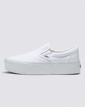 Women's Vans Classic Slip-On Stackform Shoes White | USA VSO-627139