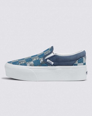 Women's Vans Classic Slip-On Stackform Shoes Indigo | USA FMQ-298516