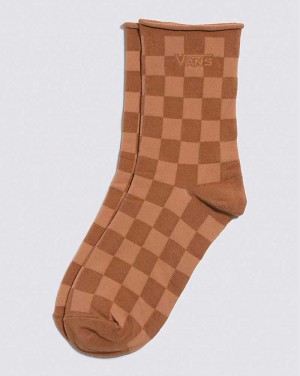 Women's Vans Curl Crew Sock Brown | USA CVT-273916