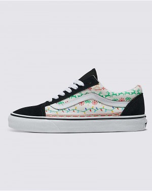 Women's Vans Customs Christmas Sweater Old Skool Shoes White | USA TOI-681024