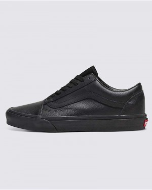 Women's Vans Customs Elevated Leather Old Skool Shoes Black | USA EUG-973510