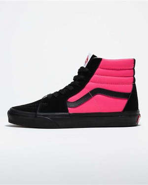 Women's Vans Customs Sk8-Hi Wide Shoes Pink Black | USA HQR-584027