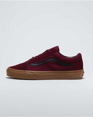 Women's Vans Customs Suede Gum Sole Old Skool Shoes Burgundy | USA EDJ-234671