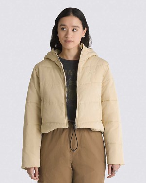 Women's Vans Foundry Crop Puff Hooded MTE-1 Jacket Beige | USA EOI-637290