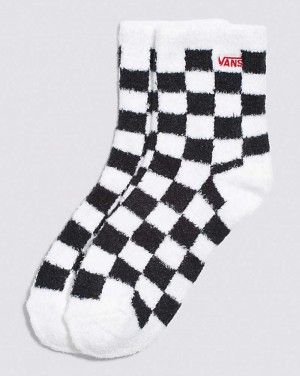 Women's Vans Fuzzy Sock Black White | USA HAW-428193