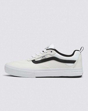 Women's Vans Kyle Walker Leather Skate Shoes White Black | USA OAU-130467