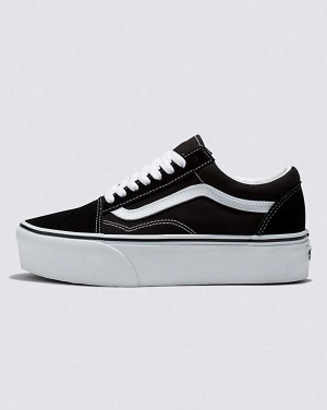 Women's Vans Old Skool Stackform Shoes Black White | USA RQO-397085