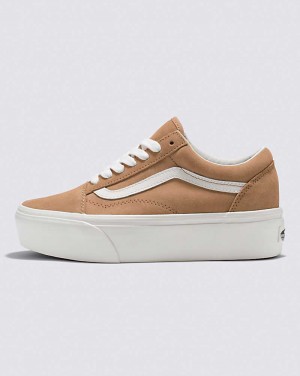 Women's Vans Old Skool Stackform Soft Suede Shoes Brown | USA PMJ-049365