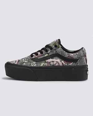 Women's Vans Old Skool Stackform Tapestry Floral Shoes Black | USA IKF-480961